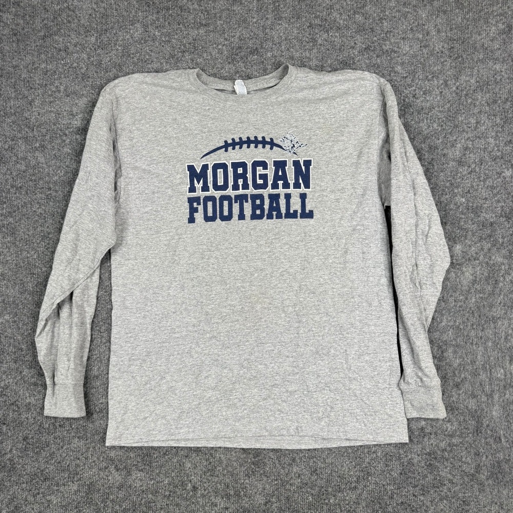 Jerzees Long Sleeve Shirt Mens Large Gray Morgan Football Graphic Tee Crewneck